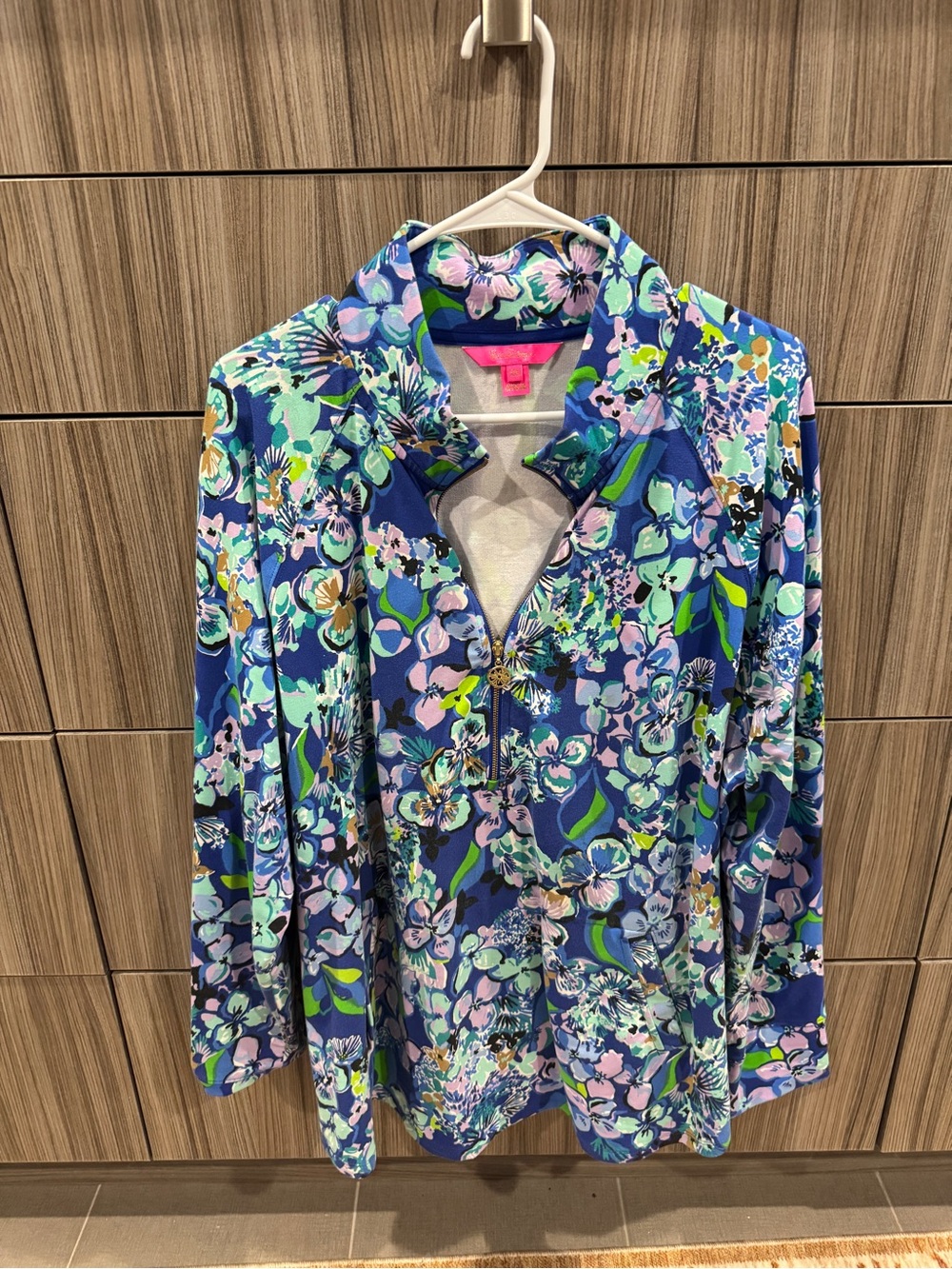 Lilly Pulitzer Blue Multi Floral Quarter-Zip Jacket